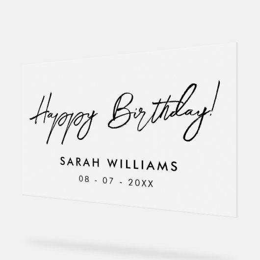 Moderne scriptkalligrafie Happy Birthday Frosted Acryl Bord (Hoek)