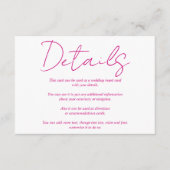 Moderne scriptkalligrafie magenta roze bruiloft informatiekaartje (Voorkant)