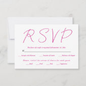 Moderne scriptkalligrafie magenta roze bruiloft RSVP kaartje (Voorkant)