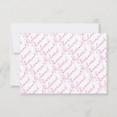 Moderne scriptkalligrafie magenta roze bruiloft RSVP kaartje (Achterkant)