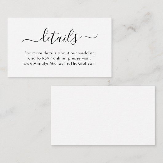 Moderne scriptkalligrafie Minimale details Informatiekaartje (Voorkant / Achterkant)