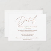 Moderne scriptkalligrafie mocha en witte bruiloft informatiekaartje (Voorkant / Achterkant)
