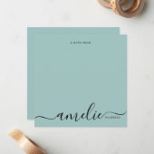 Moderne scriptkalligrafie Monogram Mint Green Notitiekaartje (Voorkant / Achterkant in situ)