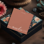 Moderne scriptkalligrafie Monogram Terracotta Notitiekaartje