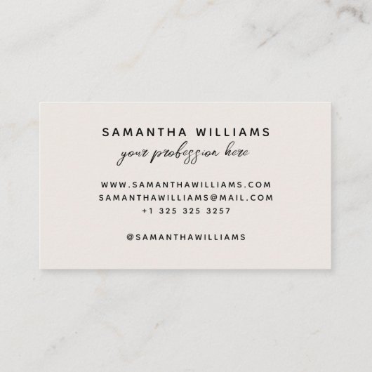 Moderne scriptkalligrafie naam elegant feminine visitekaartje (Achterkant)