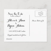 Moderne scriptkalligrafie SAVE THE DATE Foto Aankondigingskaart (Achterkant)