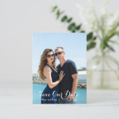 Moderne scriptkalligrafie SAVE THE DATE Foto Aankondigingskaart (Staand voorkant)