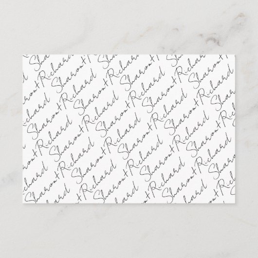 Moderne scriptkalligrafie zwart-wit bruiloft informatiekaartje (Achterkant)