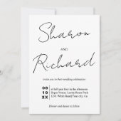 Moderne scriptkalligrafie zwart-wit bruiloft kaart (Voorkant)