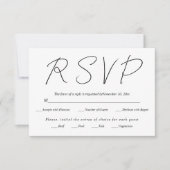 Moderne scriptkalligrafie zwart-wit bruiloft RSVP kaartje (Voorkant)