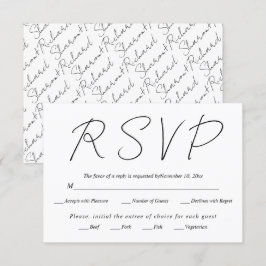 Moderne scriptkalligrafie zwart-wit bruiloft RSVP kaartje