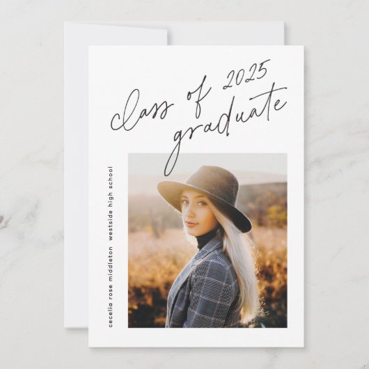 Moderne scriptklasse van 2025 Foto-Afstuderen Kaart (Voorkant)