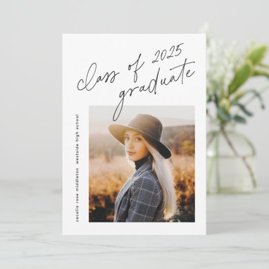 Moderne scriptklasse van 2025 Foto-Afstuderen Kaart (Staand voorkant)