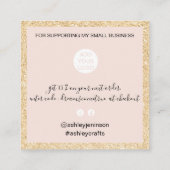 Moderne scriptlettersoort goud glitter roze bedank vierkante visitekaartje (Achterkant)
