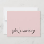 Moderne scriptnaam Blush Pink Flat Note Kaart Notitiekaartje (Voorkant)
