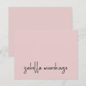 Moderne scriptnaam Blush Pink Flat Note Kaart Notitiekaartje (Voorkant / Achterkant)