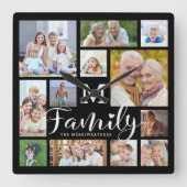 Moderne scriptnaam foto-inkuilmonogram vierkante klok (Voorkant)