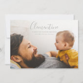 Moderne scriptnaam foto polka dot geboorte aankondiging (Voorkant)