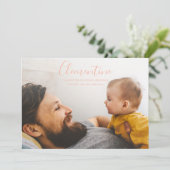 Moderne scriptnaam foto polka dot geboorte aankondiging (Staand voorkant)