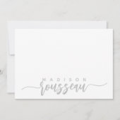 Moderne scriptnaam Gepersonaliseerd Grijs Notitiekaartje (Voorkant)