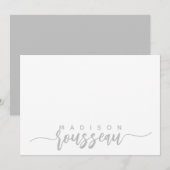Moderne scriptnaam Gepersonaliseerd Grijs Notitiekaartje (Voorkant / Achterkant)
