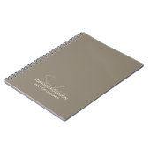 Moderne scriptnaam interieurontwerper taupe notitieboek (Linkerzijde)