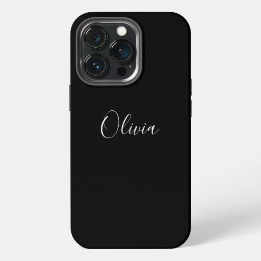 Moderne scriptnaam monogram elegant effen zwart iPhone hoesje (Achterkant)