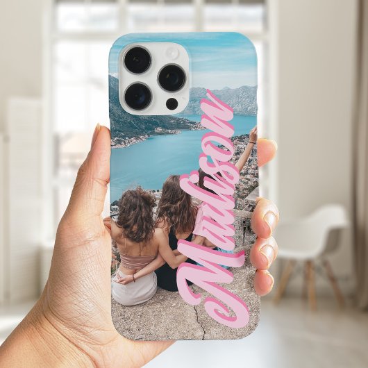 Moderne scriptnaam Monogram Foto Case-Mate iPhone Case