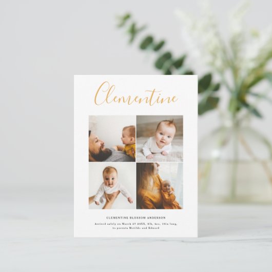 Moderne scriptnaam multi photo polka dot briefkaart (Staand voorkant)