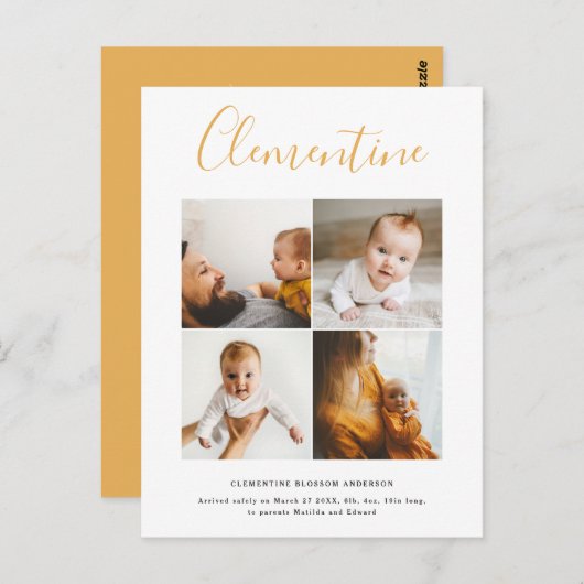 Moderne scriptnaam multi photo polka dot briefkaart (Voorkant / Achterkant)