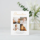 Moderne scriptnaam multi photo polka dot briefkaart (Staand voorkant)