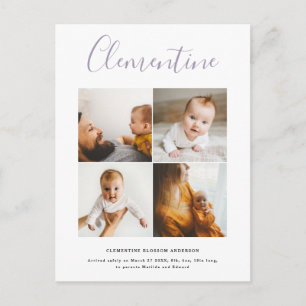 Moderne scriptnaam multi photo polka dot briefkaart