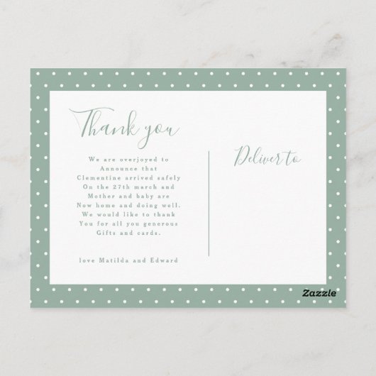 Moderne scriptnaam multi photo polka dot briefkaart (Achterkant)