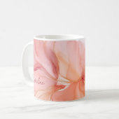 Moderne scriptnaam Peach Floral Waterverf Koffiemok (Voorkant links)