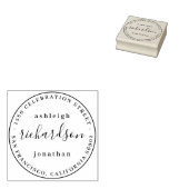 Moderne scriptnaam Ronde Bruiloft Retouradres Rubberstempel (Gestempeld)