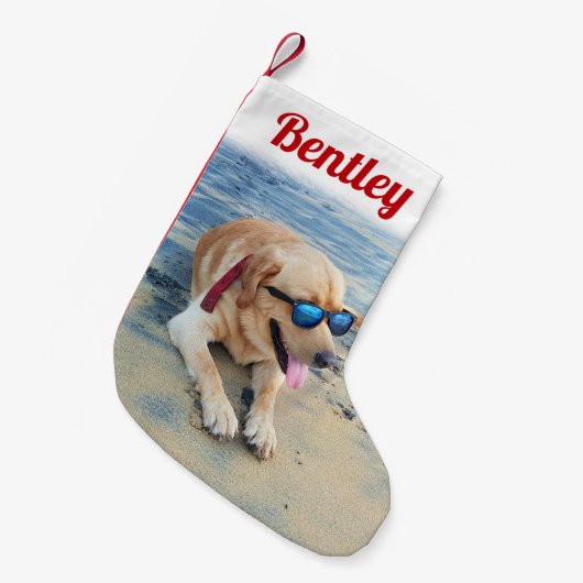 Moderne scriptnaam van script en foto's met feeste kleine kerstsok (Voorkant (Hangend))