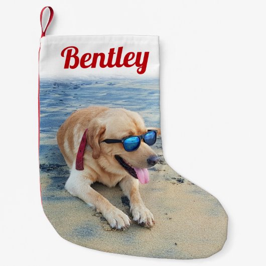 Moderne scriptnaam van script en foto's met feeste kleine kerstsok (Voorkant)