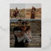 Moderne scriptnamen 4 foto's chic bruiloft folie uitnodiging (Voorkant)