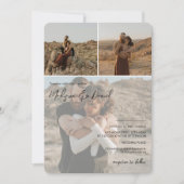 Moderne scriptnamen 4 foto's qr code bruiloft kaart (Voorkant)