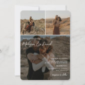 Moderne scriptnamen 4 foto's qr code bruiloft kaart (Voorkant)