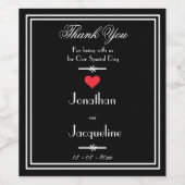 Moderne scriptnamen Bedankt bruiloft Wijn Etiket (Enkel label)