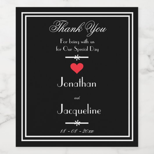 Moderne scriptnamen Bedankt bruiloft Wijn Etiket (Enkel label)