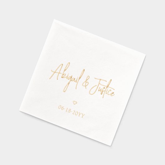 Moderne scriptnamen en eenvoudige minimale hartwed folie servetten (Links)