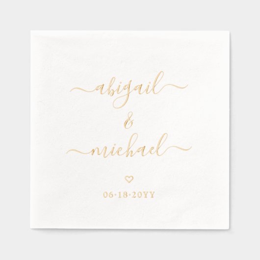 Moderne scriptnamen en eenvoudige stijlvolle harte folie servetten (Voorkant)