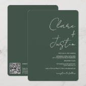 Moderne scriptnamen groene qr code bruiloft kaart (Voorkant / Achterkant)