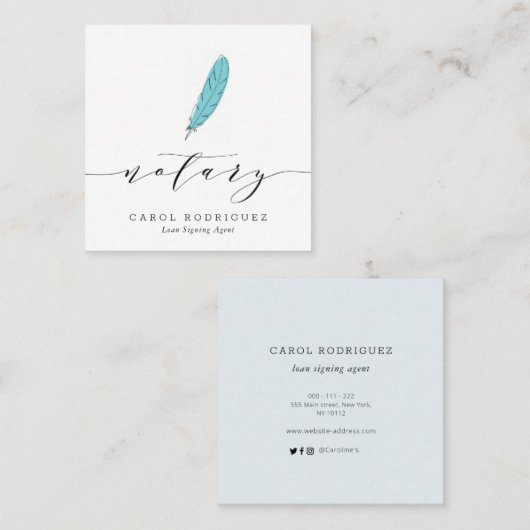 moderne scriptnotarisondertekenaar vierkante visitekaartje (Voorkant / Achterkant)
