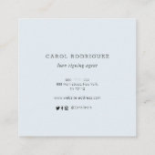 moderne scriptnotarisondertekenaar vierkante visitekaartje (Achterkant)