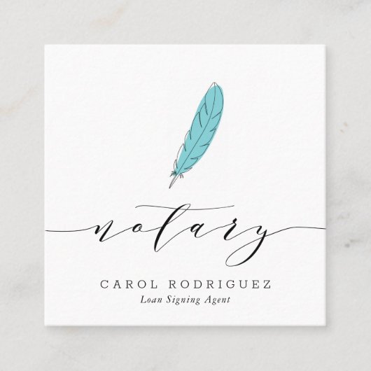moderne scriptnotarisondertekenaar vierkante visitekaartje (Voorkant)