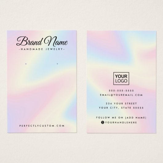 Moderne scriptpastelrainboogkaart visitekaartje (Voorkant /achterkant)