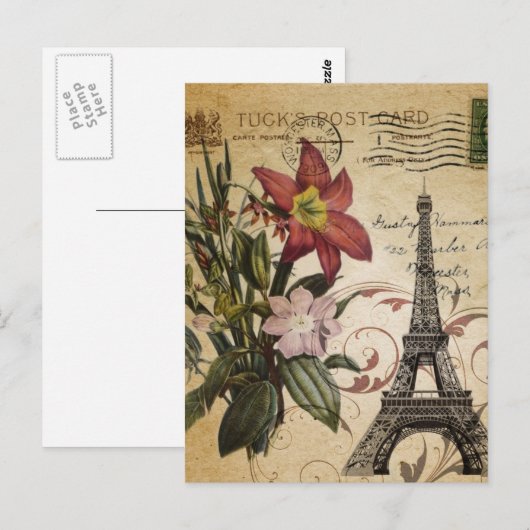 moderne  scripts zoals Paris Eiffel Tower Briefkaart (Voorkant / Achterkant)